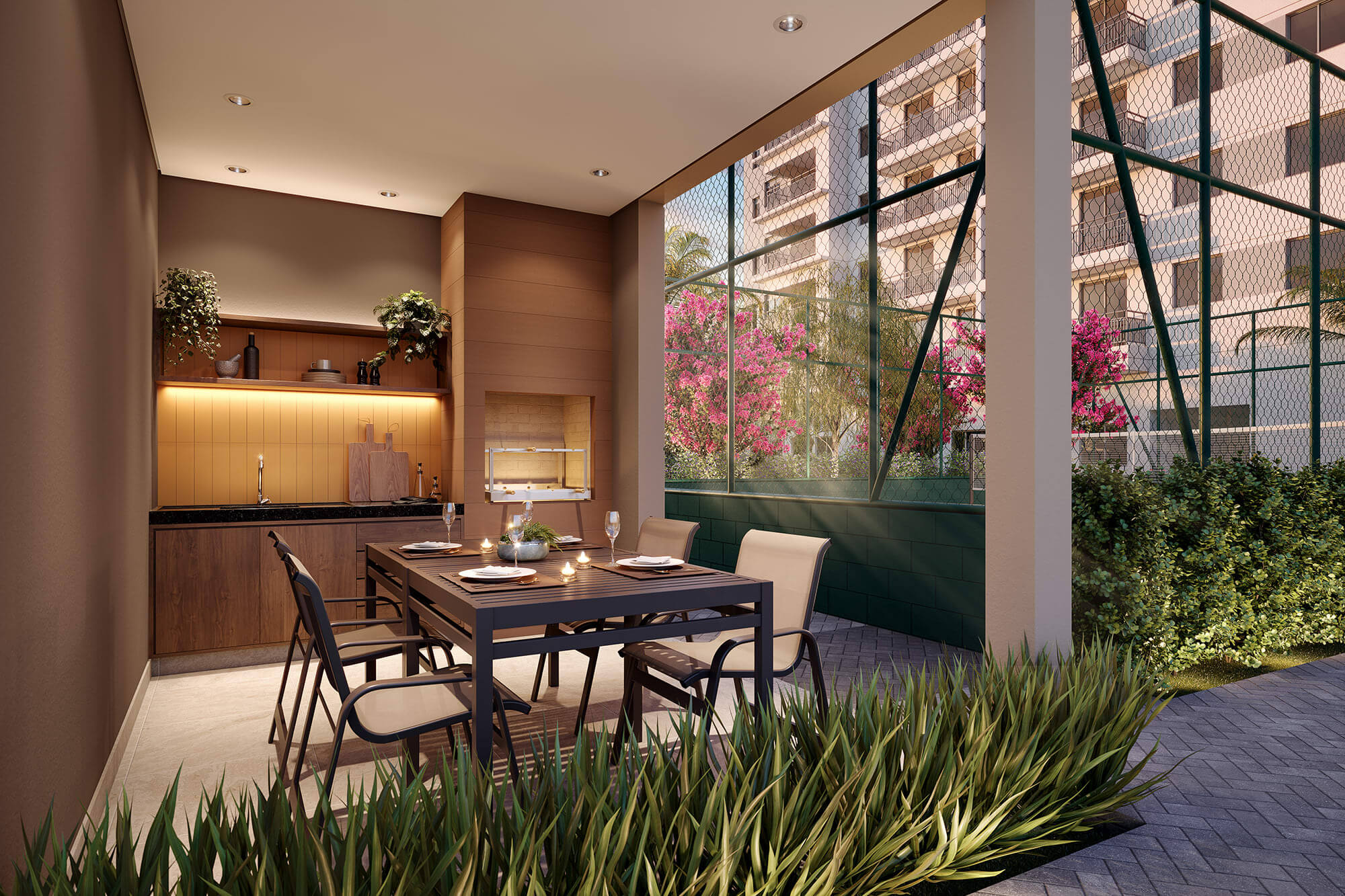 Terraço gourmet com churrasqueira