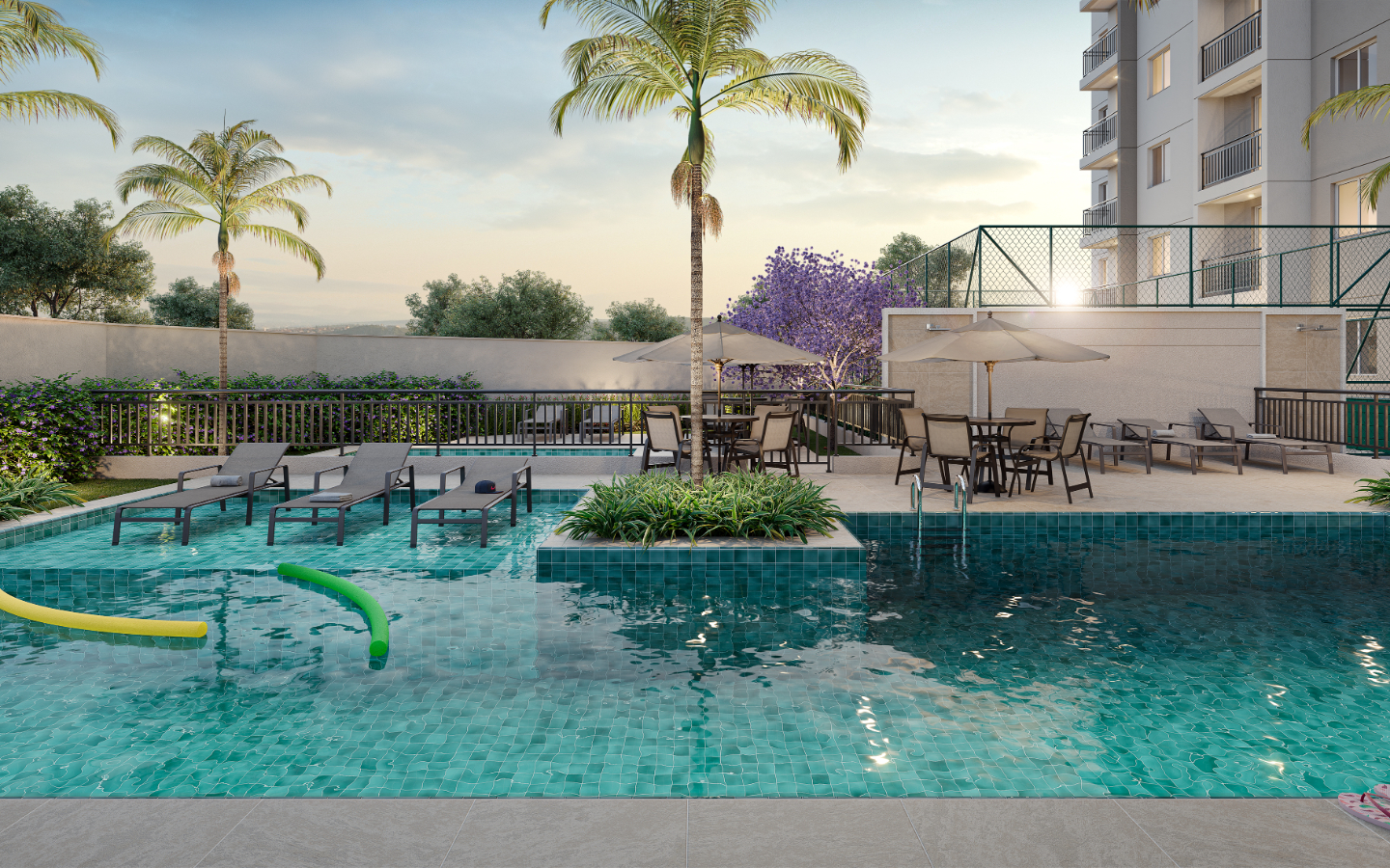 Área de lazer com piscina