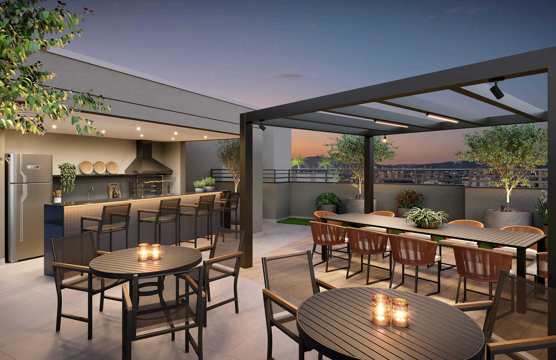 Área gourmet no rooftop