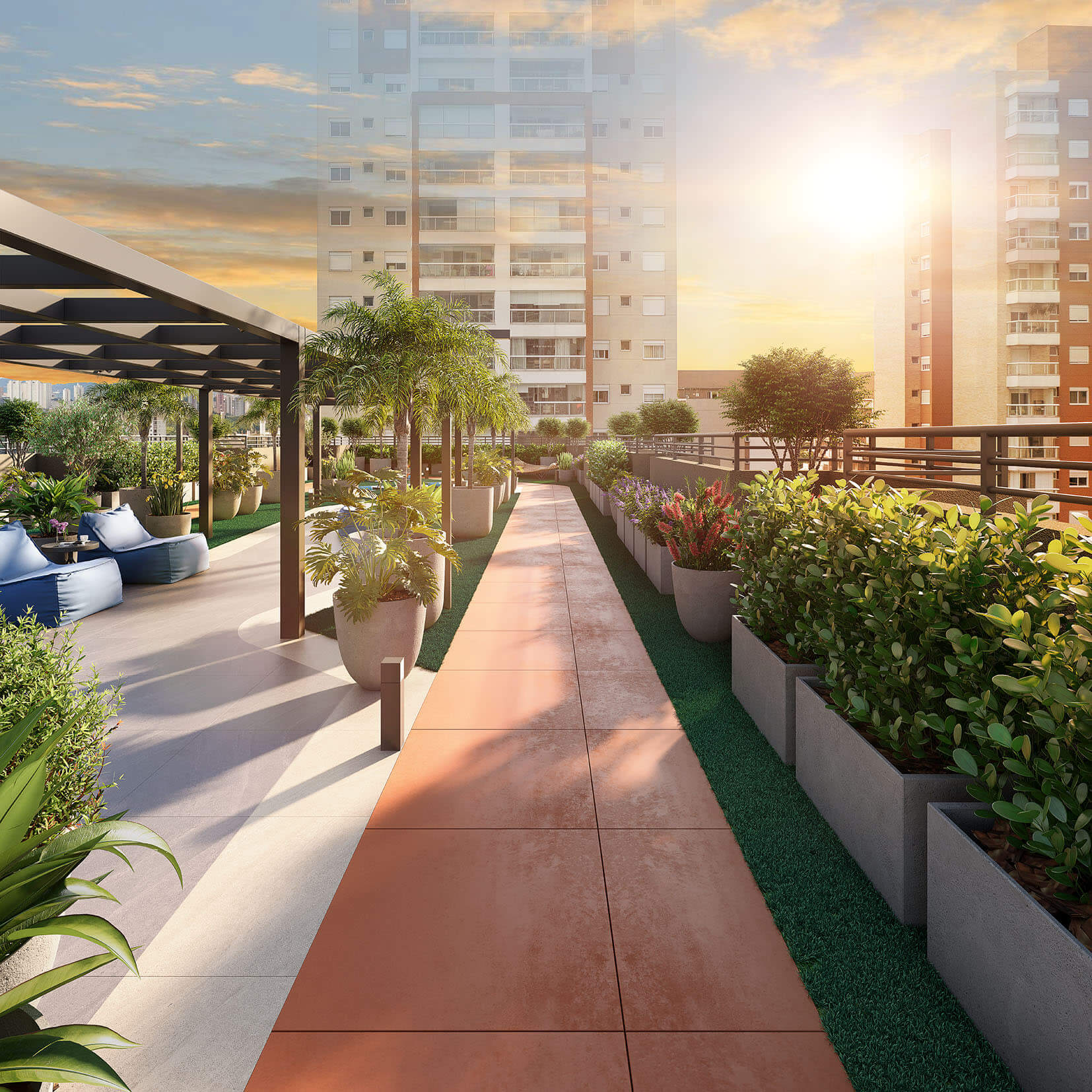 Jardim paisagístico no rooftop